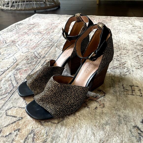 Madewell Alena Spotted Calf Hair Heeled Sandal in Leather Size 6.5 - Picture 4 of 10